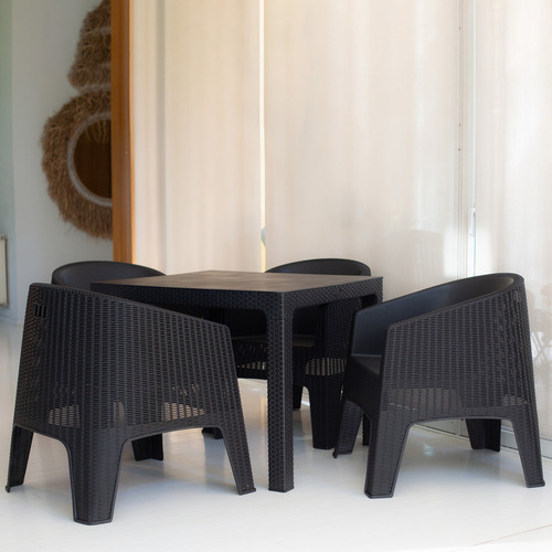 Sillón Ibiza Jardin Ratan Sintético Exterior Gardenlife Color Negro