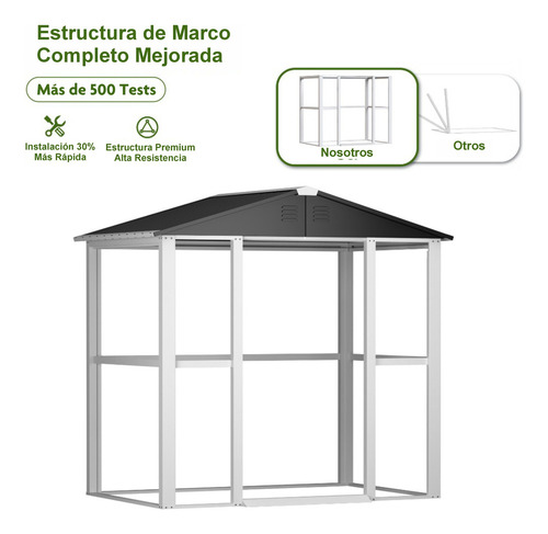 Cobertizo Caseta Deposito De Jardin 185x180x120 Acero Negro
