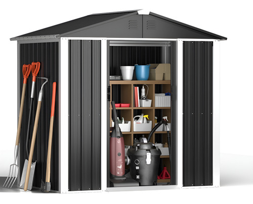 Cobertizo Caseta Deposito De Jardin 185x180x120 Acero Negro