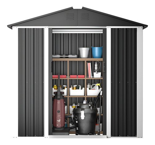 Cobertizo Caseta Deposito De Jardin 185x180x120 Acero Negro