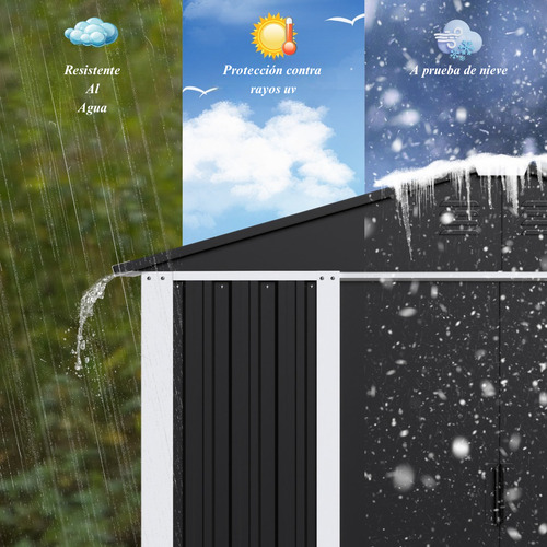 Cobertizo Caseta Deposito De Jardin 185x180x120 Acero Negro