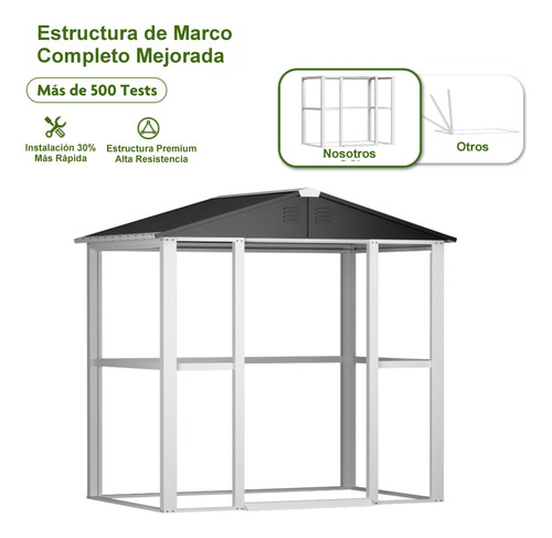 Cobertizo Caseta Deposito De Jardin 185x180x120 Acero Negro
